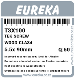 T3X100 - Tek Screw Wood Class 4 -T3X100_Label_T